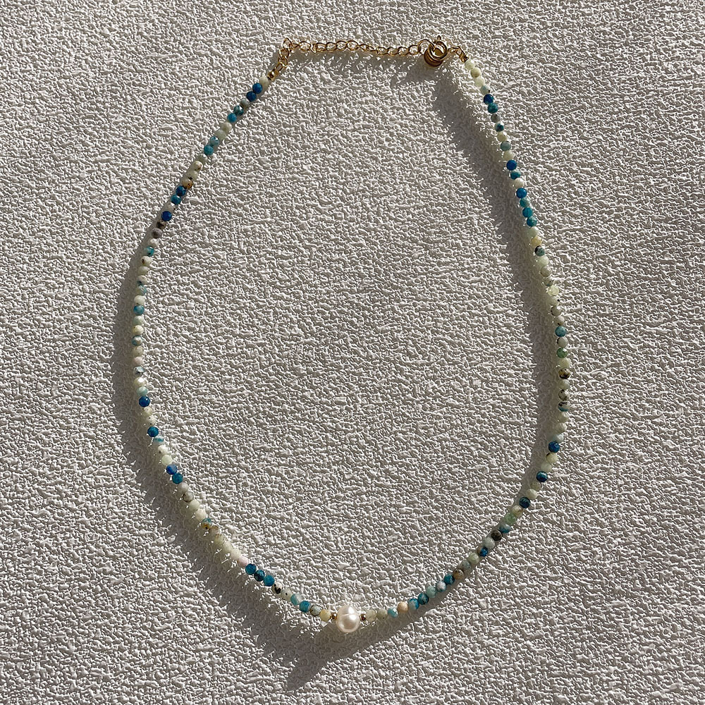 Title 8, Mintcream Natural Stone Beaded Necklace Freshwa...