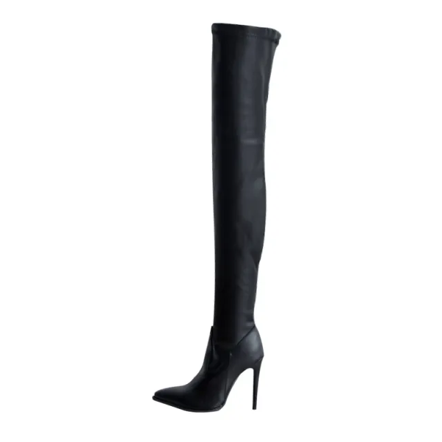 Over the knee Boots With Pointed Toe And High Stiletto Heel Black - Shop at LoveMi