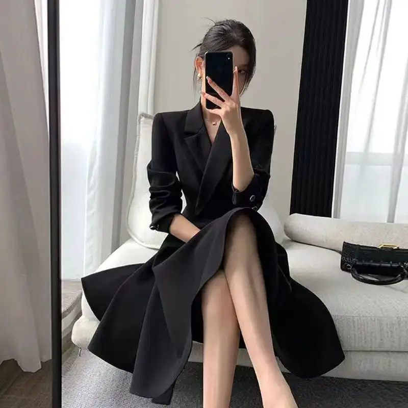 French Style Temperament Waist-controlled Slimming High-grade Black Skirt