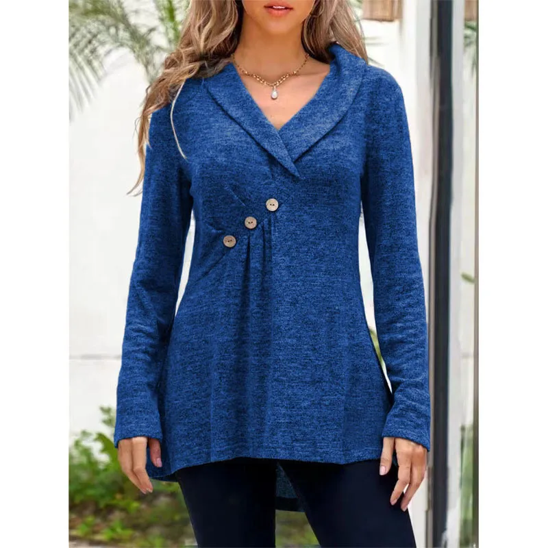 European And American Knitwear Cashmere Sweater Base Coat - Blue