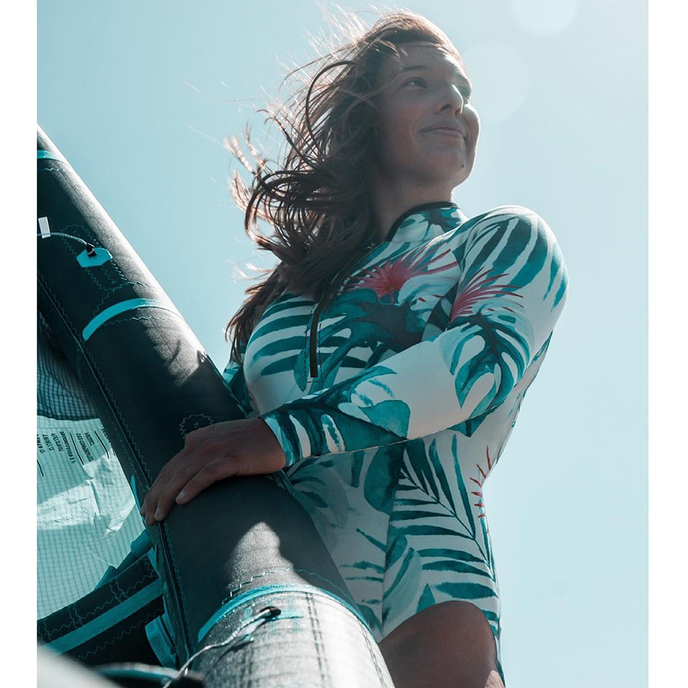 Women’s High Waist Long Sleeve Surfing One Piece Swimsuit