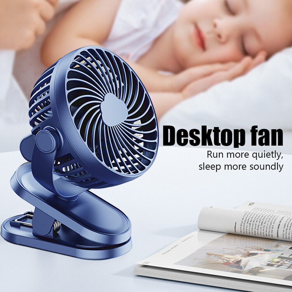3 Speeds Mini Cooling Fan USB Rechargeable Clip On Desk Baby Stroller Portable - Picture 10 of 11