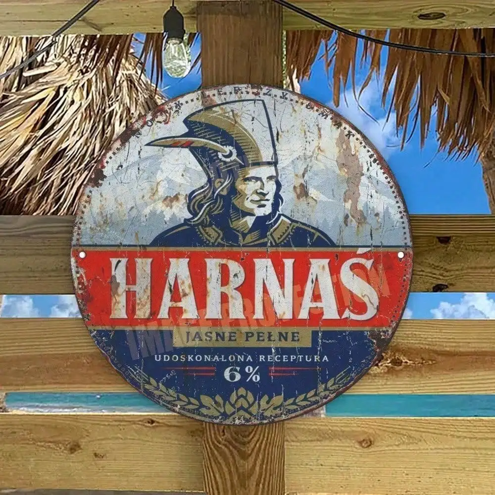 HARNAS Retro Round Aluminum Plaque Vintage Wall