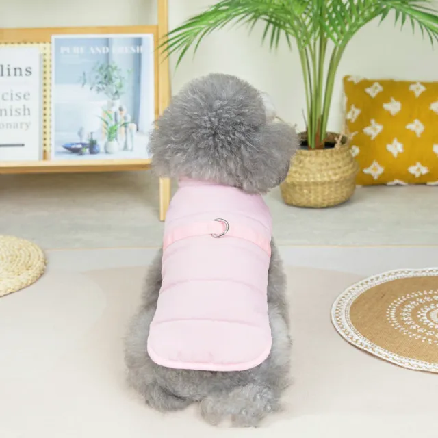 Dog Clothes Stand Collar Traction Cotton Vest Pink - Shop at LoveMi