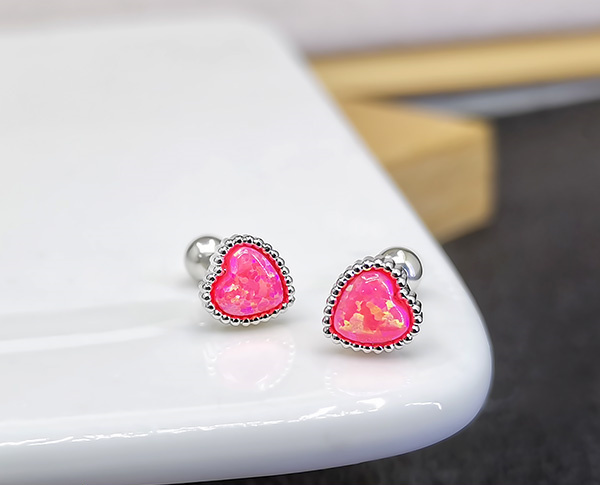 Opal Stud Earrings Titanium Steel Women's Turnbuckle