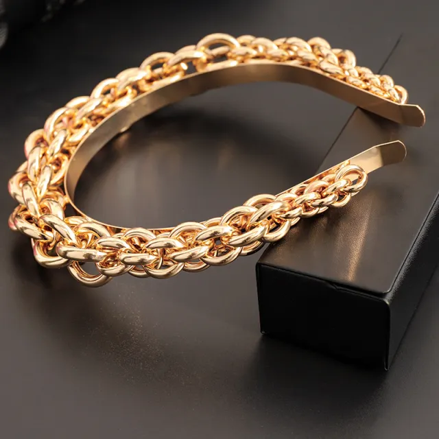 Metal Chain Twist Braided Headband Hairpin Press Hair Gold - Shop at LoveMi