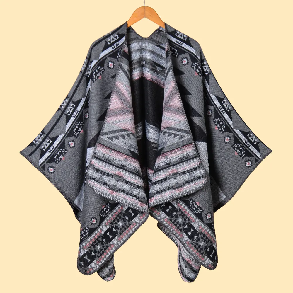 Women's Geometric Rhombus Cartoon Thick Warm Shawl