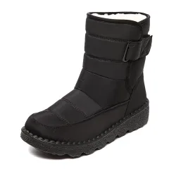 Snow Boots Winter Warm Plush Shoes Women Waterproof Low Heels Platform Ankle Boots Female Shoes - Black - View 1