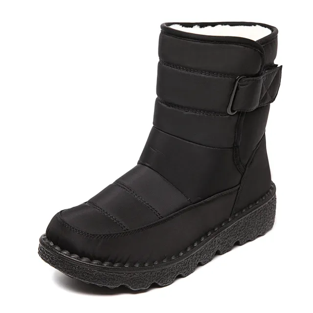 Snow Boots Winter Warm Plush Shoes Women Waterproof Low Heels Platform Ankle Boots Female Shoes Black - Shop at LoveMi