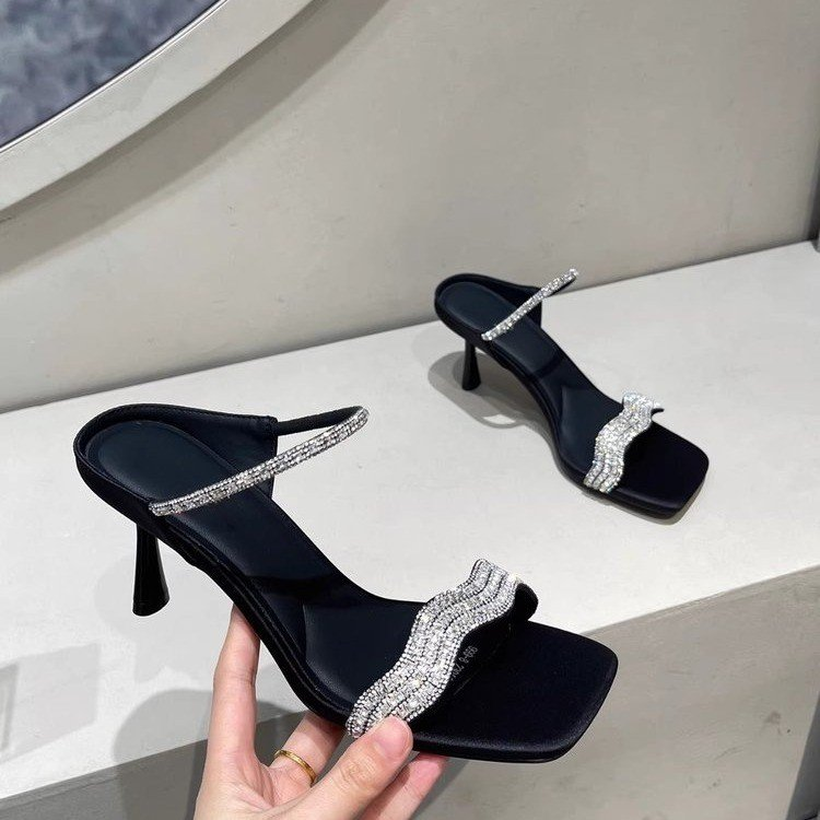 Rhinestone One-Strap Sandals