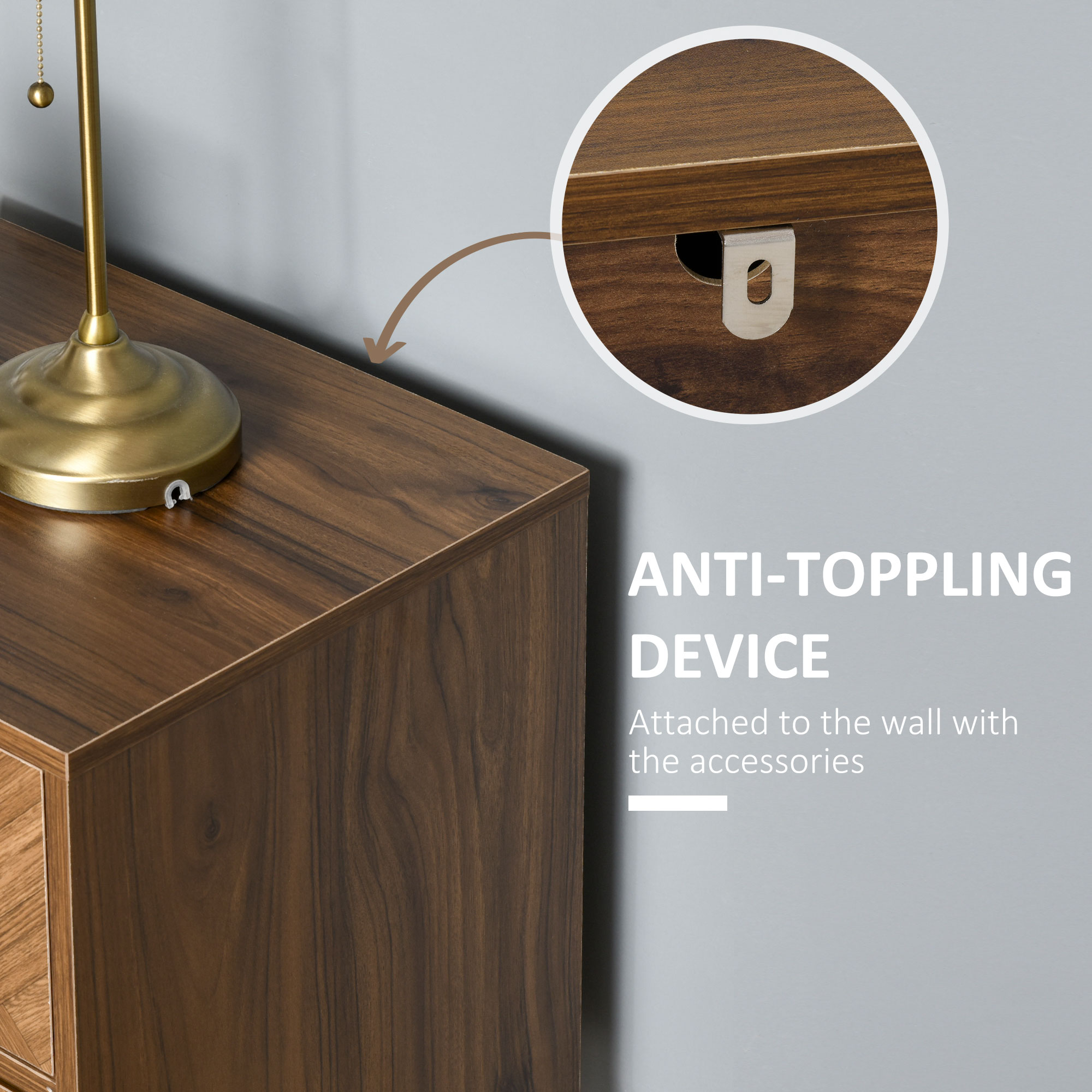 Bedside Table With Two Drawers, Side Cabinet Storage Unit Metal Handles — image 11