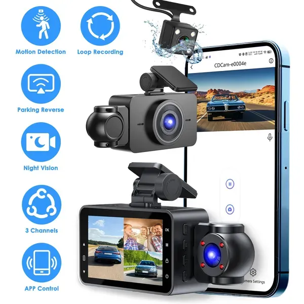 WiFi FHD 1080P 3 Channel Car Dash