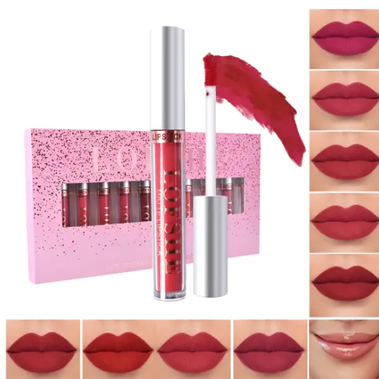 LOFSHE10 Color Matte Non Stick Cup Lip Glaze Lipstick Set Pack