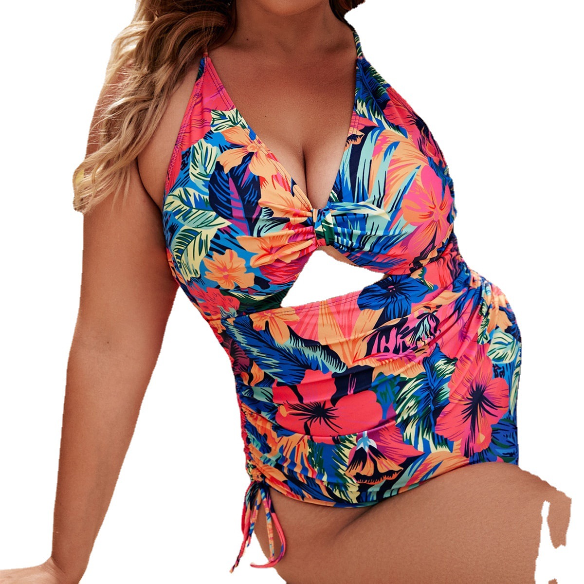 Women's Printed One Piece Sexy Lace-Up Swimsuit
