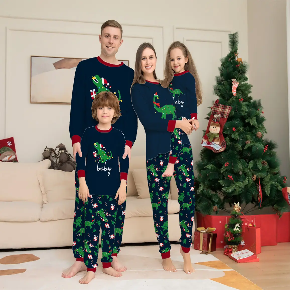 New Dinosaur Letter Print Christmas Parent Child
