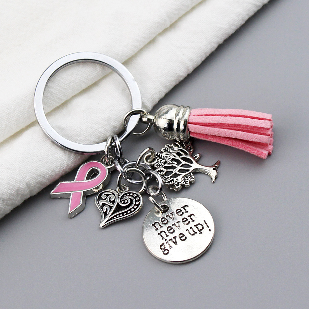 Ribbon Tassel Never Give Up Love Tree Keychain