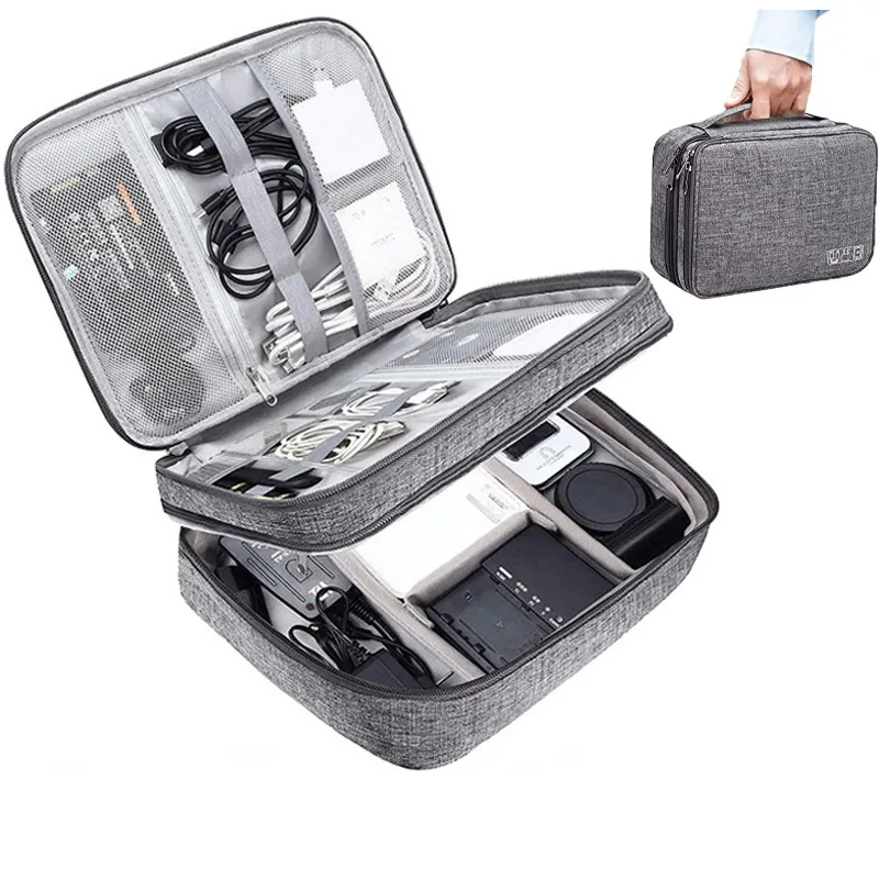 Electronics Organizer Travel Cable Organizer Bag Waterproof Portable Digital Storage Bag Electronic Accessories Case Cable Charger Organizer Case Multifunctional Waterproof Storage Bag – image 3