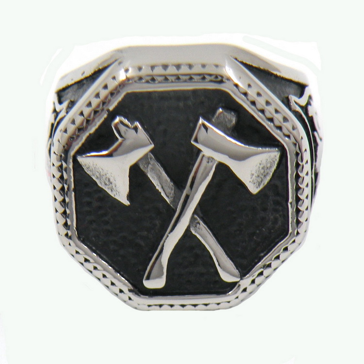 Double Axe Cross Stainless Steel Ring