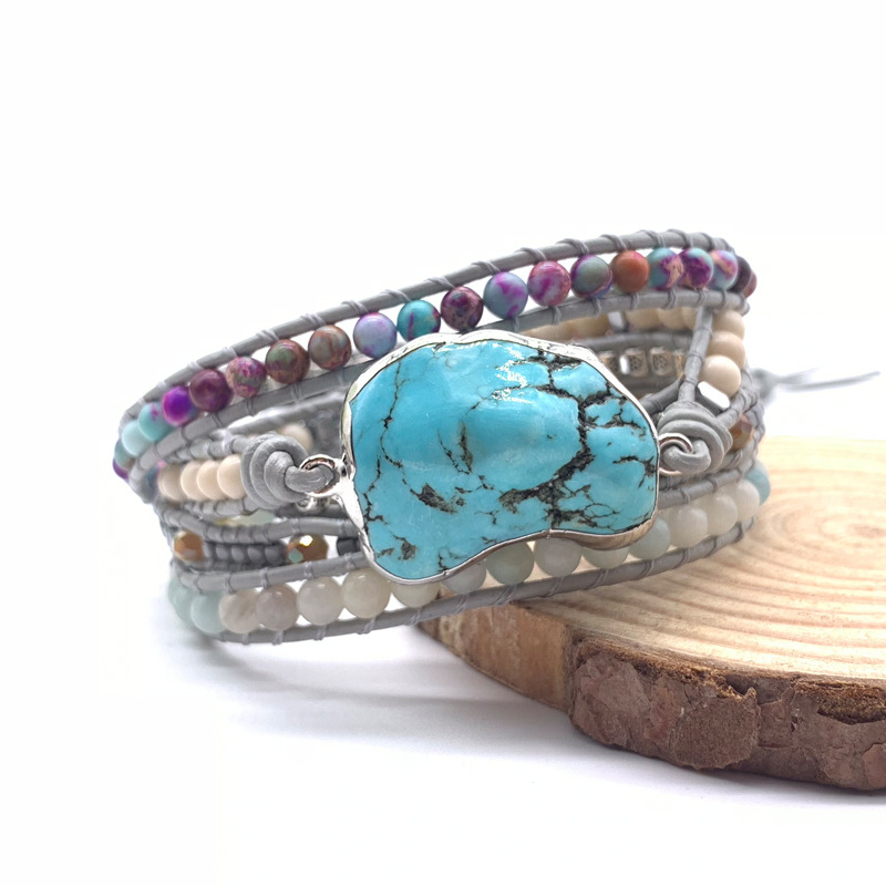 Bohemian Turquoise Bracelet Braided Leather Bracelet