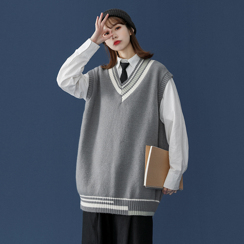 Title 3, Vest Vest Knitted All-match Thin Gray Outer Jap...