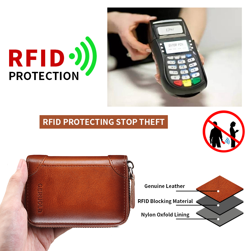 Genuine Leather Credit Card Holder Zipper Bag With 12 Slots Black — image 2