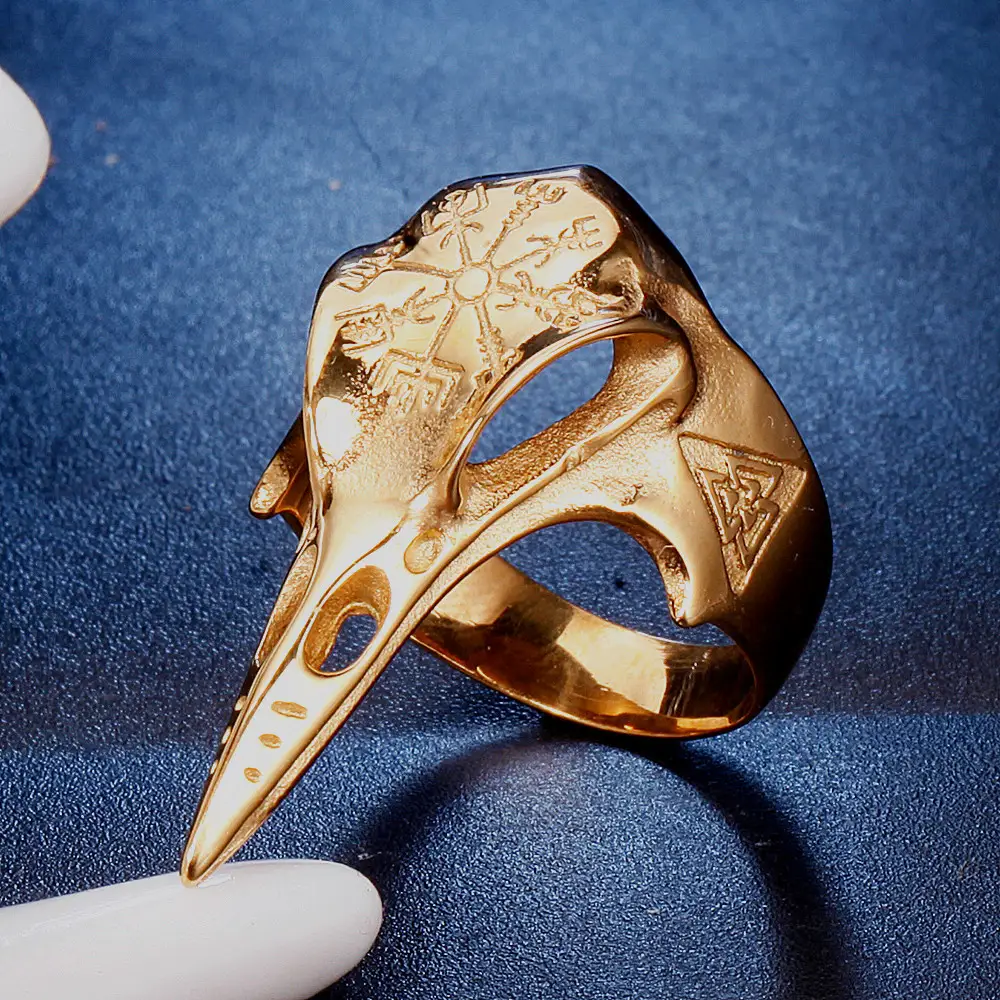 Vintage Men's Stainless Steel Plating Bird Head Ring