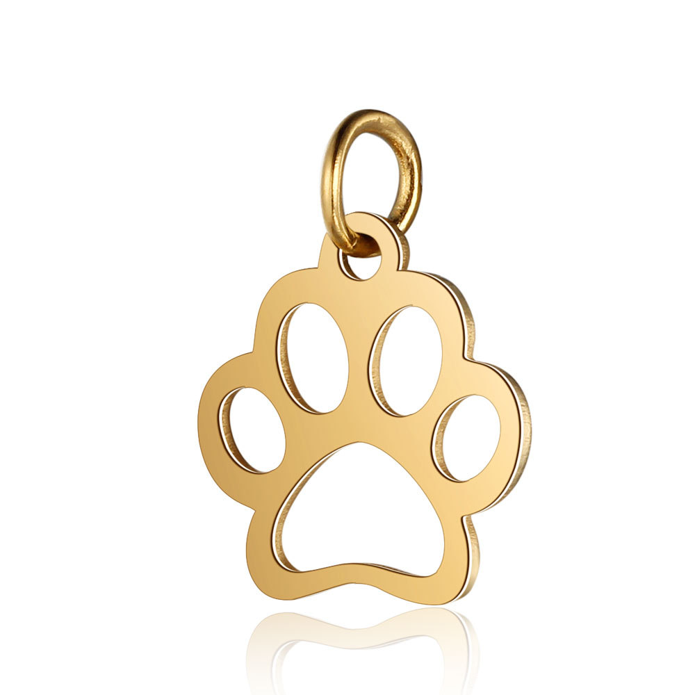 Titanium Steel Polished Laser Cut Animal Dog Paw Jewelry Diy Pendant Gold - Shop at LoveMi