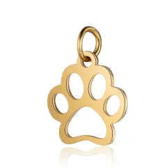 Titanium Steel Polished Laser Cut Animal Dog Paw Jewelry Diy Pendant - Gold - View 1