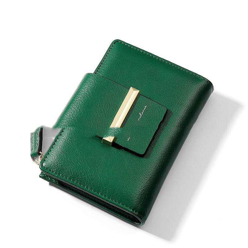 New Multifunctional Coin Purse Mid length Ins Wallet Casual Folding Pu Wallet Ladies Green - Shop at LoveMi