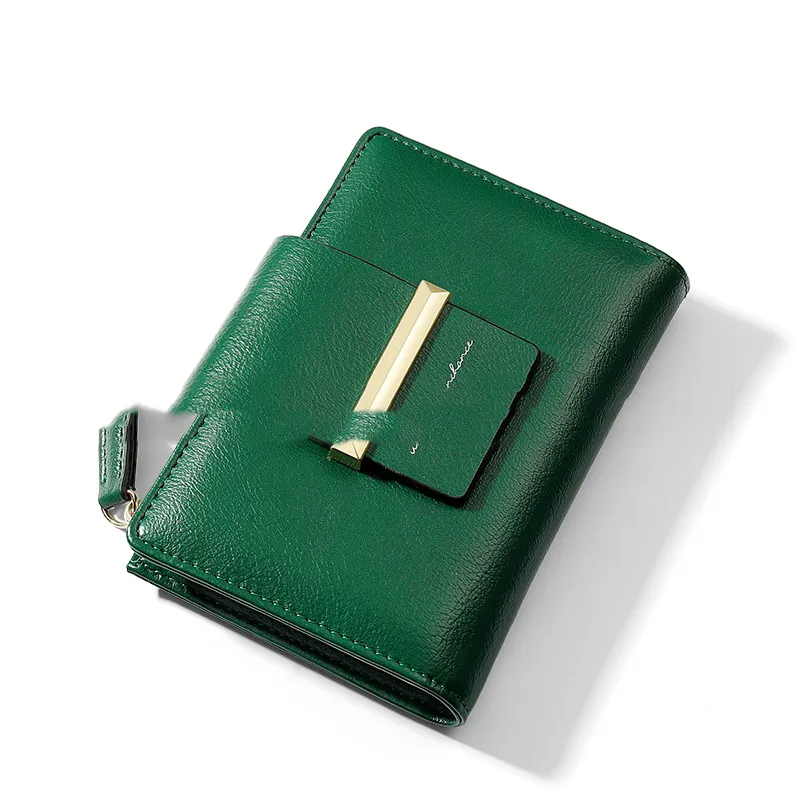 New Multifunctional Coin Purse Mid-length Ins Wallet Casual Folding Pu Wallet Ladies - Green