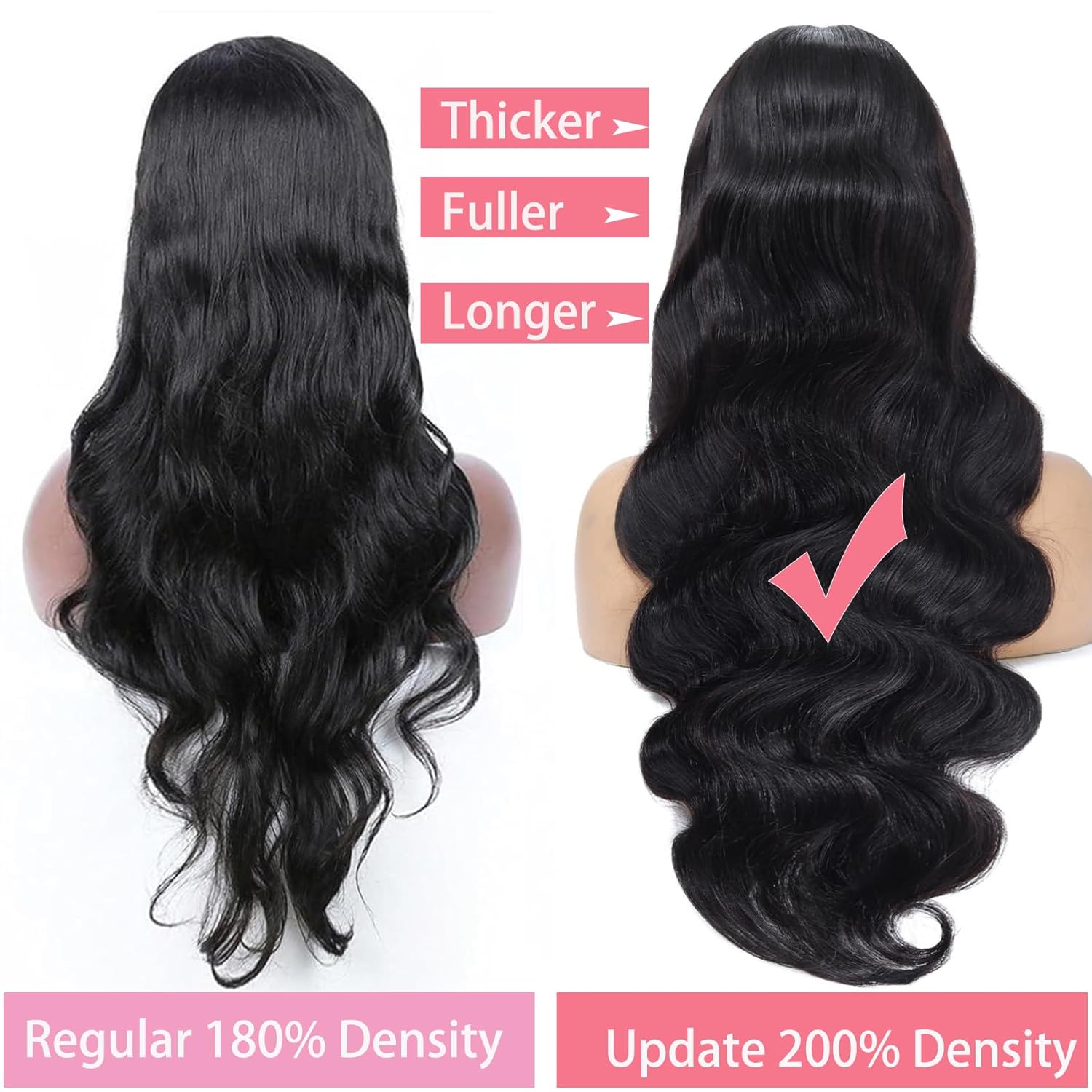 13x6 Front Lace Human Hair Wig, Natural Color, Body Wave, Density