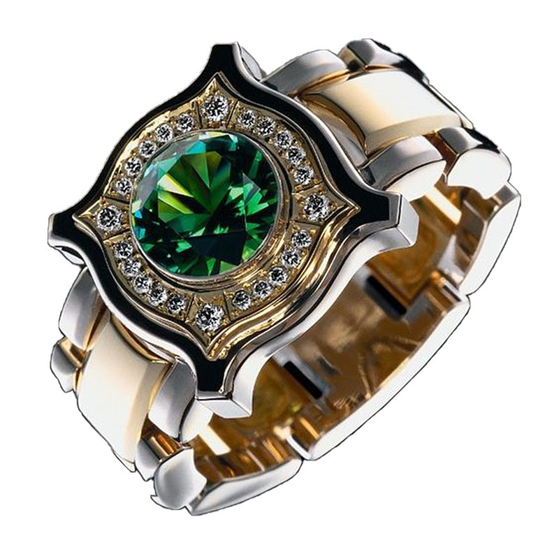 Electroplated Gold Round Cut Emerald Ring