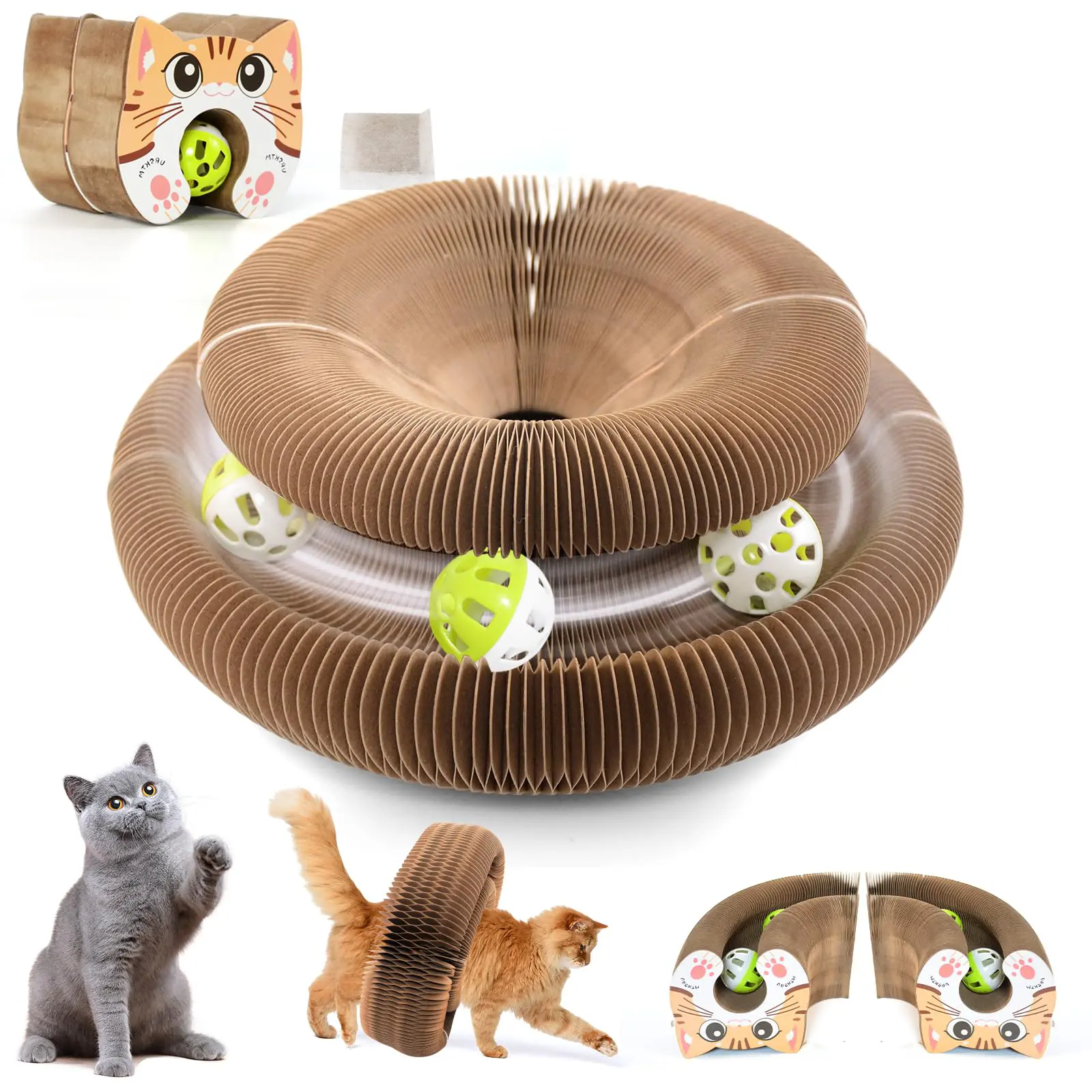 Upgraded-Magnetic Kitty Kurls Cat Scratcher Toy, Interactive