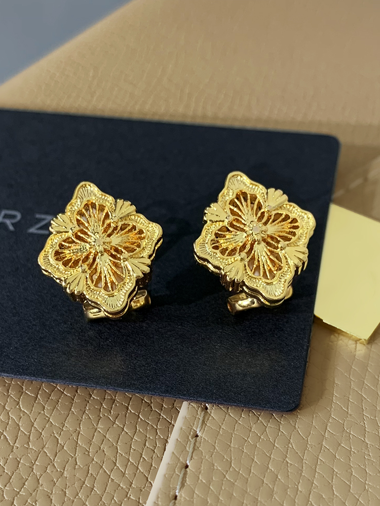 Title 5, French Gold Four Leaf Clover Fritillaria Earrin...