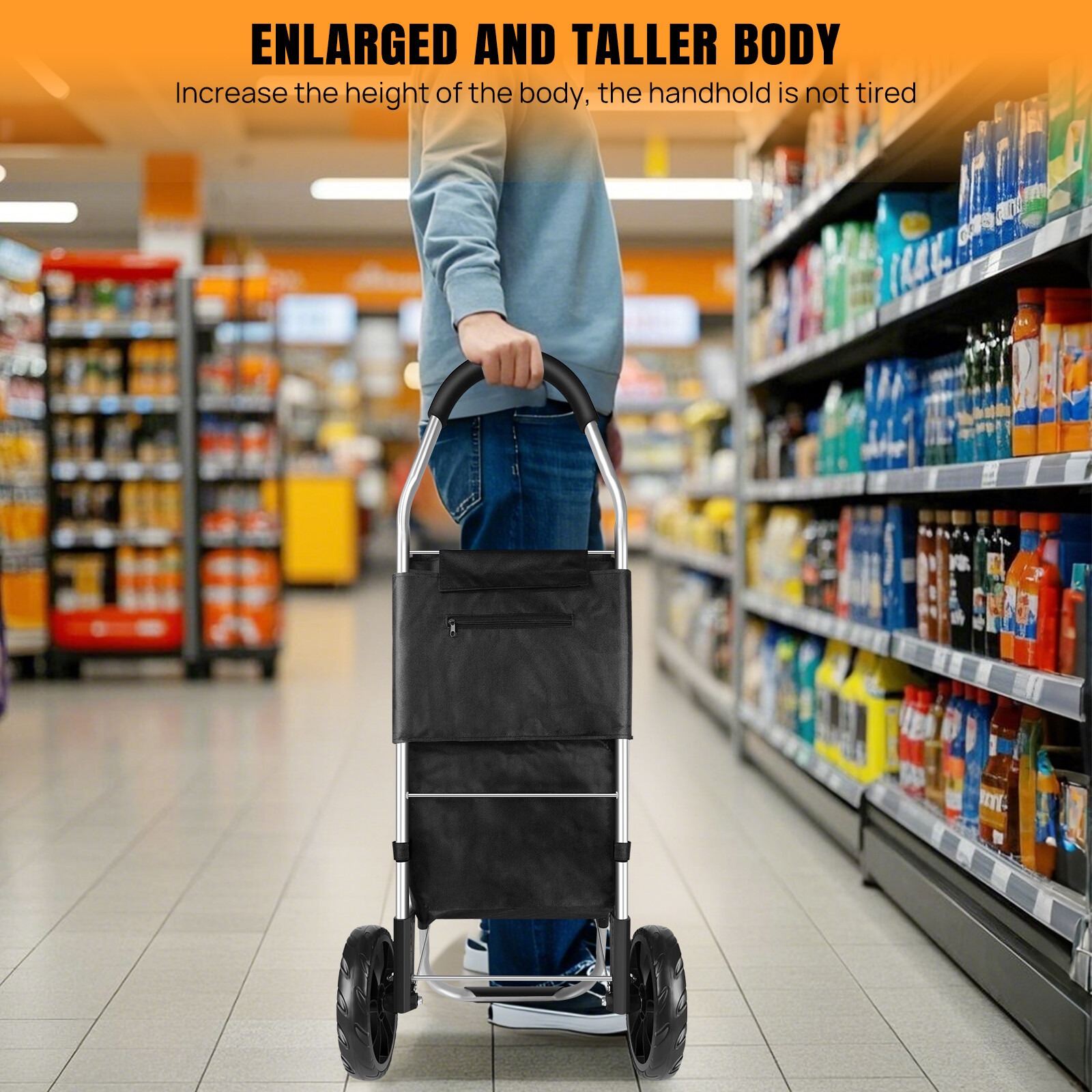 New Shopping Cart Large Lightweight Folding Trolley Waterproof Bag 2 Wheel 40L 16