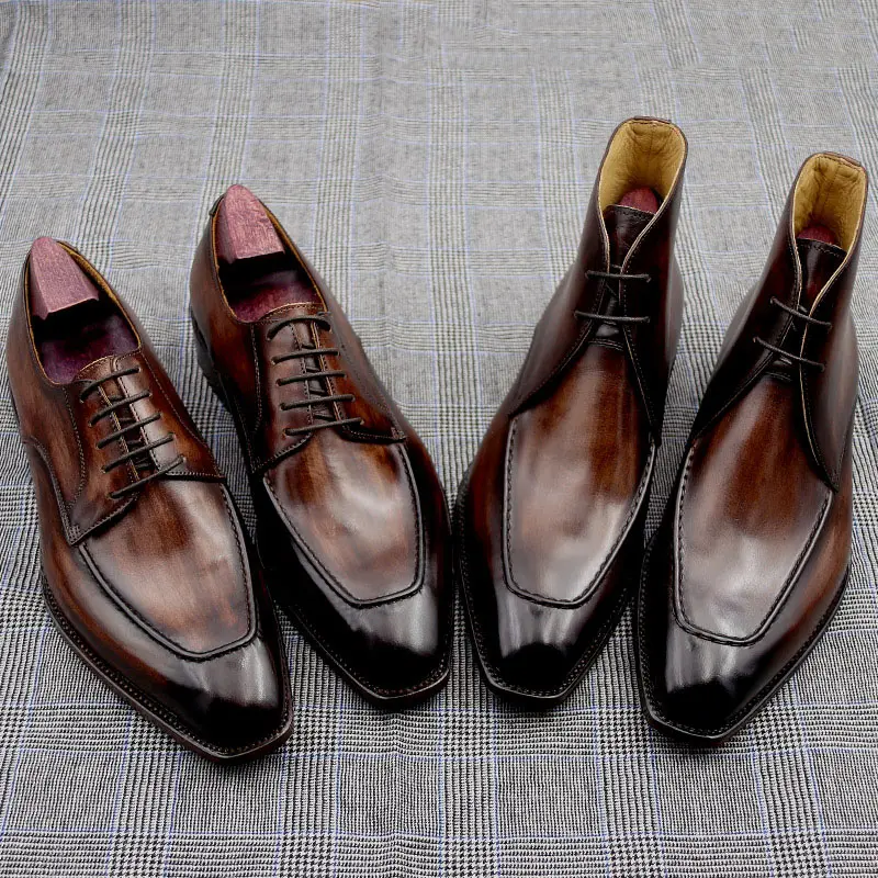 Handmade Men's Leather Boots with Cowhide Soles