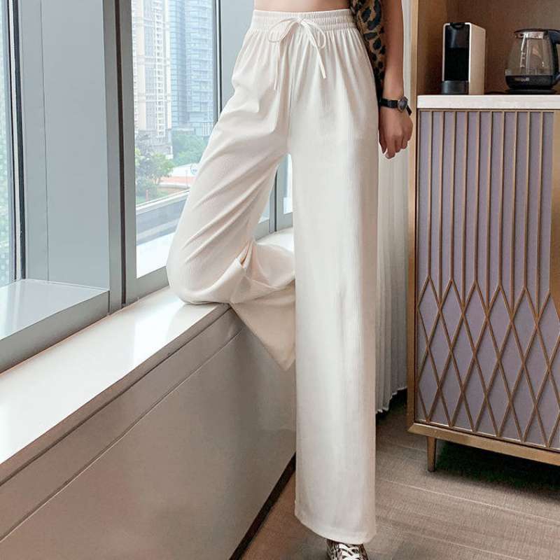 Title 3, Summer New Style Ice Silk Wide-Leg Pants Women