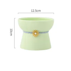 Pet Cat High Foot Neck Protector Ceramic Water Bowl - High Leg Style Light Green - View 1