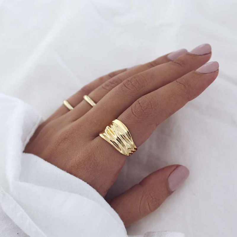 Titanium Steel Plated 18k Tin Foil Ring Female Designer Design