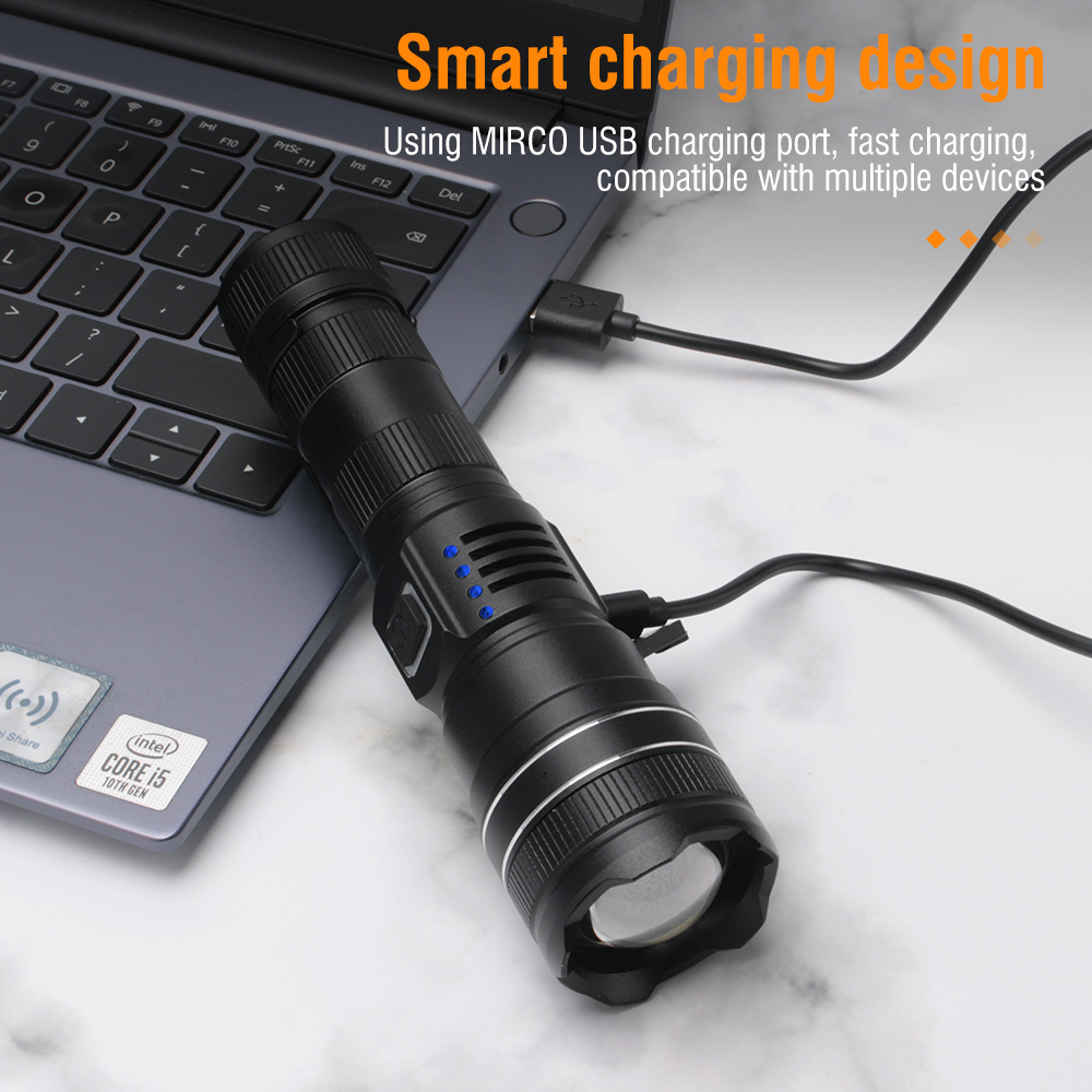 Super Bright 200000LM Torch Led Flashlight USB Rechargeable Zoom Tactical Light — image 2