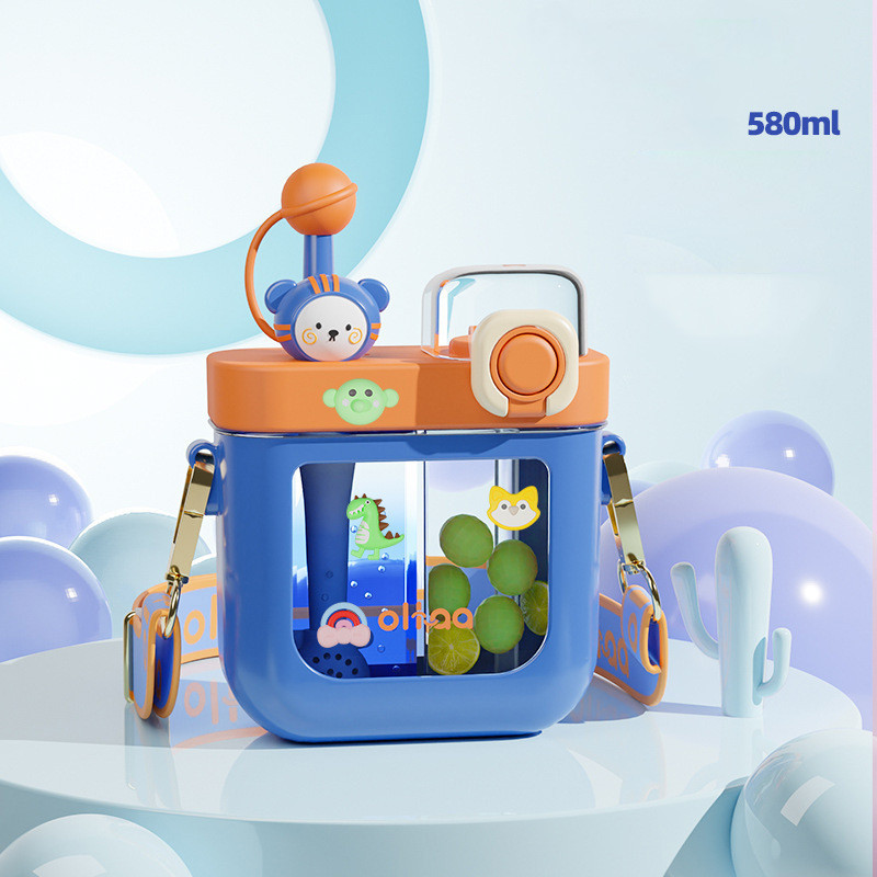 Large Capacity Split Bin Double Drink Plastic Cup Portable Cartoon Cute Kettle - Image 3