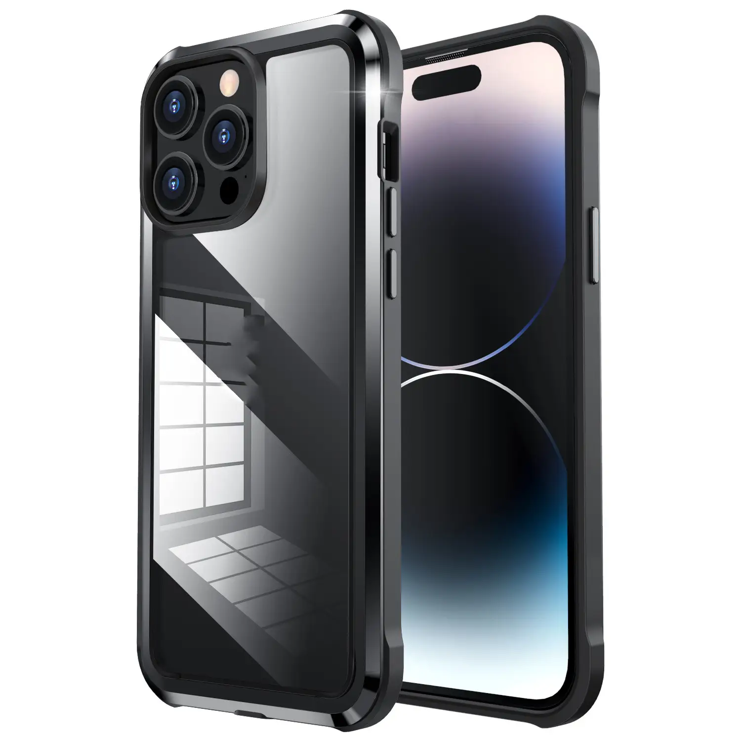 Metal Drop-proof Full Wrap Transparent Plus Stainless Steel Phone Case