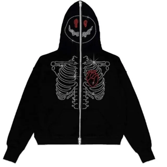 Spider Rhinestone Print Tide With The Same Cardigan Jacket W649 Xl - Shop at LoveMi