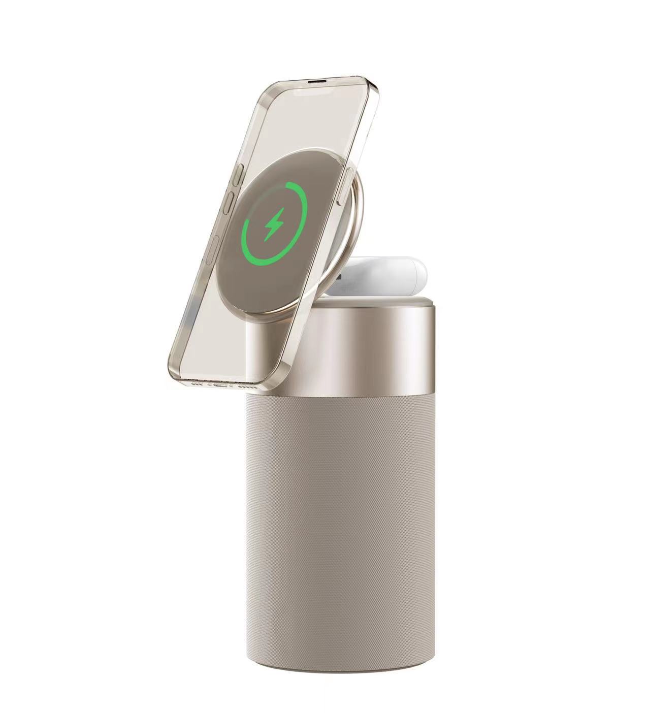 3-in-1 Wireless Charger for iPhone & AirPods | Bluetooth Speaker & Touch Lamp | - Photo 9 sur 10