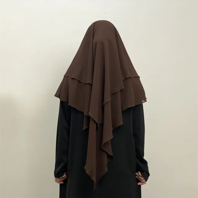 Solid Color Chiffon Turban Solid Color Double Layer Coffee - Shop at LoveMi