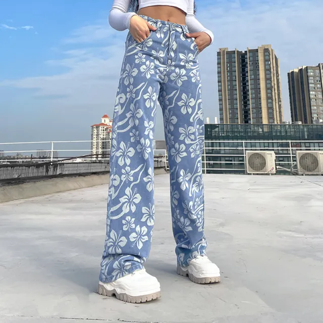 Fashion And Sweet Style Flower Pattern Personality Blue - Shop at LoveMi