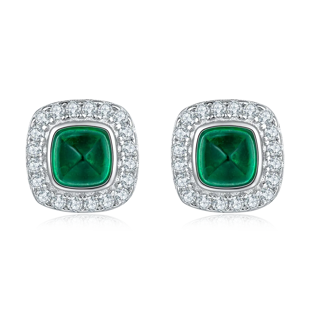 S925 Silver 1.4g Lab-Created Emerald Stud Earrings