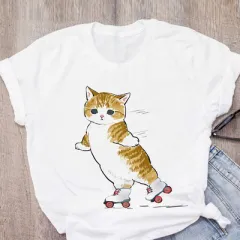 Personality Cute Cat Print Fashion Girlfriends Couple T-shirt - View 1