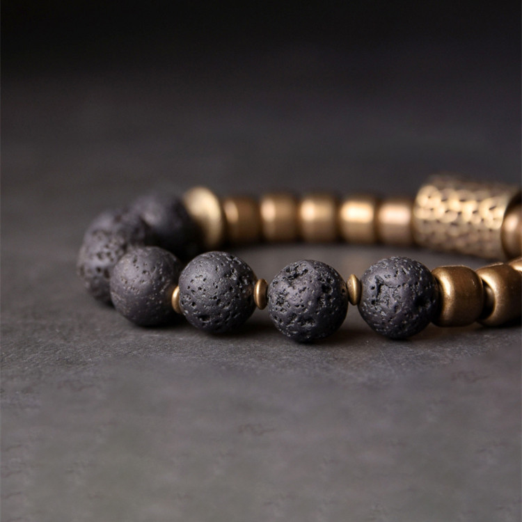 Men And Women Fashion Punk Rock Volcanic Stone Bracelet