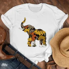 Men's And Women's Printed Casual Short-sleeved T-shirt - White - View 1